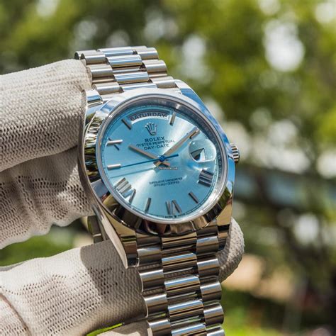 rolex day date gold with blue face|rolex platinum day date 40.